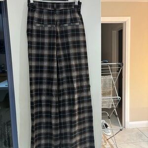 Hollister Checkered Wide-Leg Pants - Black and Tan